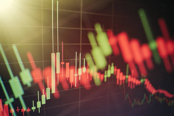 Candle stick graph chart of stock market investment trading, Stock exchange concept design and background.