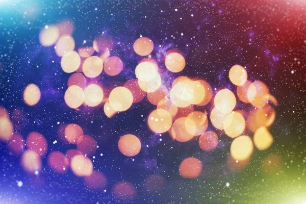 Lumière déconcentrée couleur abstraite motif arrière-plan. Résumé flou de lumières colorées en fond de Noël bokeh — Photo