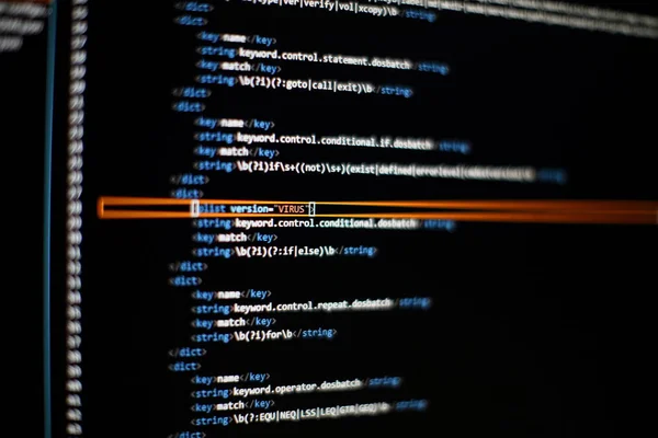 Programmer developer screen, web app coding. Script on computer. Modern display of data source code. Programming code abstract screen of software developer. Blue color.