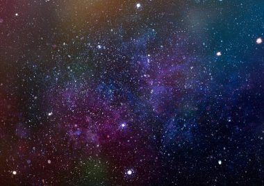 Panoramik derin uzaya arıyorum. Karanlık gece gökyüzüne yıldızlarla dolu. Uzayda Bulutsusu.