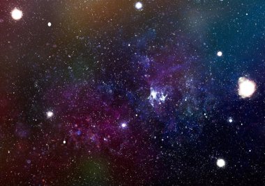 Panoramik derin uzaya arıyorum. Karanlık gece gökyüzüne yıldızlarla dolu. Uzayda Bulutsusu.