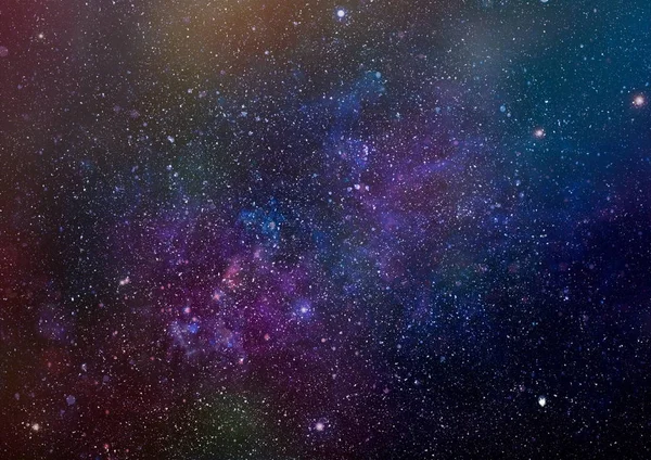 Panoramiczny, patrząc w przestrzeń kosmiczną. Ciemna noc niebo pełne gwiazd. Mgławica, w przestrzeni kosmicznej. — Zdjęcie stockowe