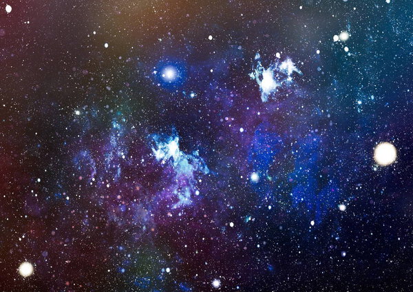 Panoramic looking into deep space. Dark night sky full of stars. The nebula in outer space.