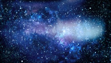 Derin uzaya bakan yeni büyük bir panoramik. Yıldızlarla dolu karanlık gece göğü. Uzayda bir nebula. Derin uzayın sırları.