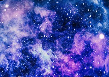 Derin uzaya bakan yeni büyük bir panoramik. Yıldızlarla dolu karanlık gece göğü. Uzayda bir nebula. Derin uzayın sırları.