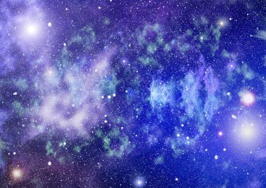 Derin uzaya bakan yeni büyük bir panoramik. Yıldızlarla dolu karanlık gece göğü. Uzayda bir nebula. Derin uzayın sırları.