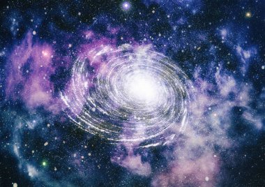 Derin uzaya bakan yeni büyük bir panoramik. Yıldızlarla dolu karanlık gece göğü. Uzayda bir nebula. Derin uzayın sırları.