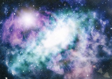 Derin uzaya bakan yeni büyük bir panoramik. Yıldızlarla dolu karanlık gece göğü. Uzayda bir nebula. Derin uzayın sırları.