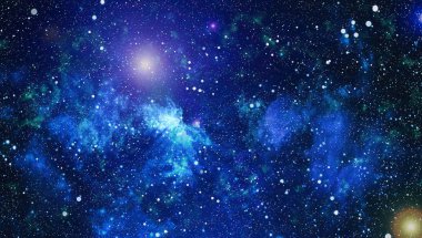 Derin uzaya bakan yeni büyük bir panoramik. Yıldızlarla dolu karanlık gece göğü. Uzayda bir nebula. Derin uzayın sırları.