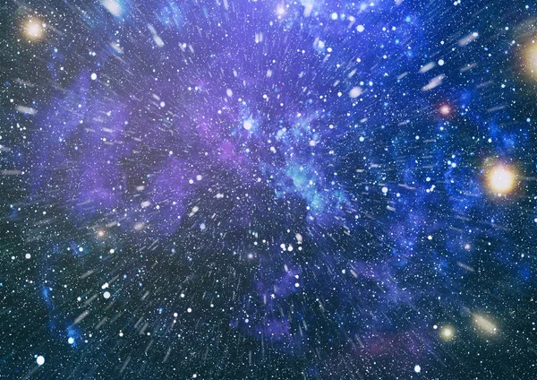 Nieuw groot panoramisch uitzicht op de diepe ruimte. Donkere nachtelijke hemel vol sterren. De nevel in de ruimte. Geheimen van de diepe ruimte. — Stockfoto