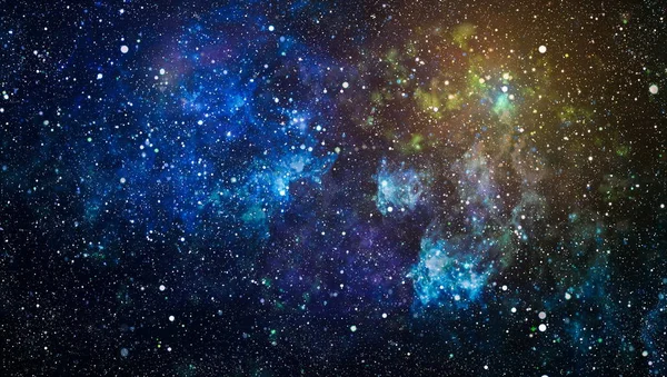 Panorámica mirando al espacio profundo. Cielo nocturno oscuro lleno de estrellas. La nebulosa en el espacio exterior . — Foto de Stock