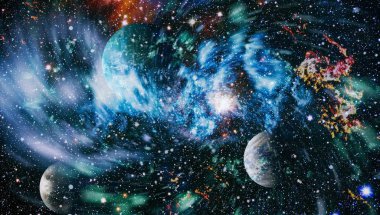 Uzaydaki gezegenler, yıldızlar ve galaksiler uzay keşiflerinin güzelliğini gösteriyor. NASA tarafından döşenmiş elementler