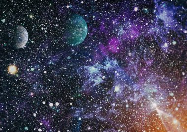 Uzaydaki gezegenler, yıldızlar ve galaksiler uzay keşiflerinin güzelliğini gösteriyor. NASA tarafından döşenmiş elementler