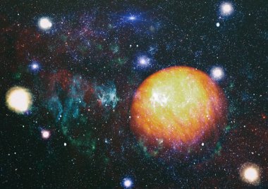 Uzaydaki gezegenler, yıldızlar ve galaksiler uzay keşiflerinin güzelliğini gösteriyor. NASA tarafından döşenmiş elementler