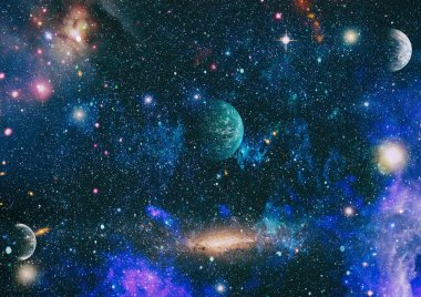 Kozmik uzay ve yıldızlar, mavi kozmik soyut arka plan. Nasa tarafından döşenmiş bu görüntünün elemanları.