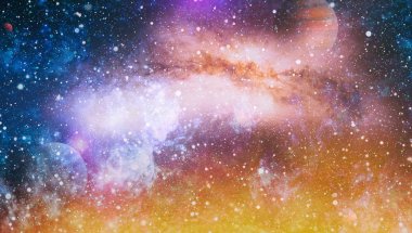 Uzaydaki gezegenler, yıldızlar ve galaksiler uzay keşiflerinin güzelliğini gösteriyor. NASA tarafından döşenmiş elementler