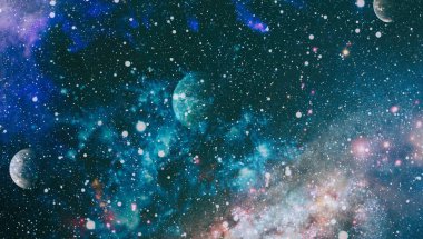 siyah arka plan üzerinde parçacık hareketi, evren uzay arka plan galakside yıldız ışığı bulutsusu. Nasa tarafından döşenmiş bu görüntü
