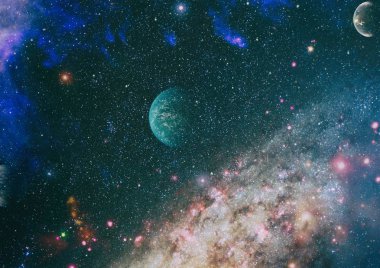 Uzaydaki gezegenler, yıldızlar ve galaksiler uzay keşiflerinin güzelliğini gösteriyor. NASA tarafından döşenmiş elementler