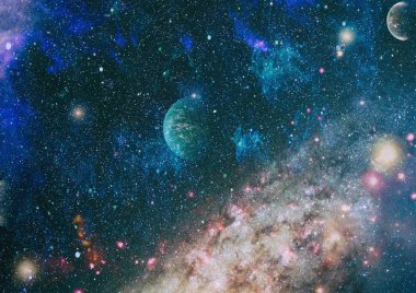 Uzaydaki gezegenler, yıldızlar ve galaksiler uzay keşiflerinin güzelliğini gösteriyor. NASA tarafından döşenmiş elementler