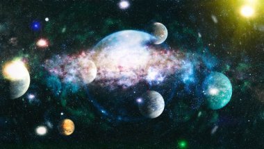 Kozmik uzay ve yıldızlar, mavi kozmik soyut arka plan. Nasa tarafından döşenmiş bu görüntünün elemanları.