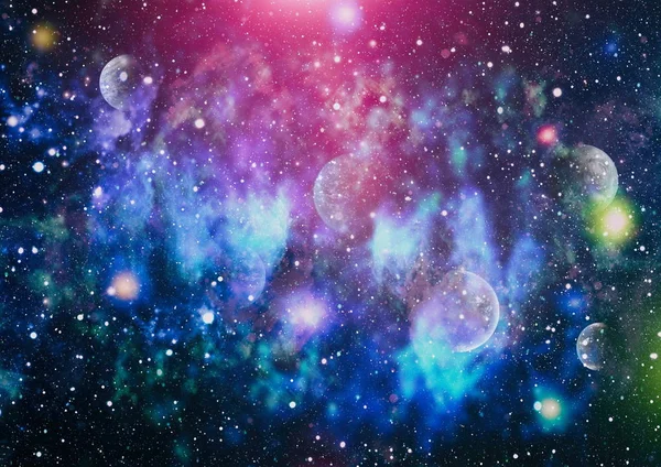 Mouvement des particules sur fond noir, nébuleuse de lumière stellaire dans la galaxie à l'univers Fond spatial. Cette image fournie par la NASA — Photo