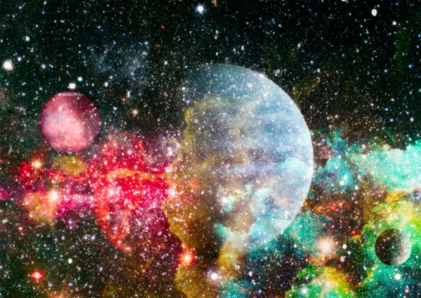 黒い背景上の粒子運動、宇宙空間の背景に銀河の星明星星雲。この画像は、ナサによって提供されました — ストック写真
