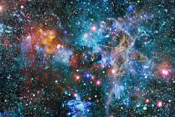 Movimento de partículas sobre fundo preto, nebulosa da luz das estrelas na galáxia sobre fundo espacial do universo. Esta imagem fornecida pela NASA — Fotografia de Stock