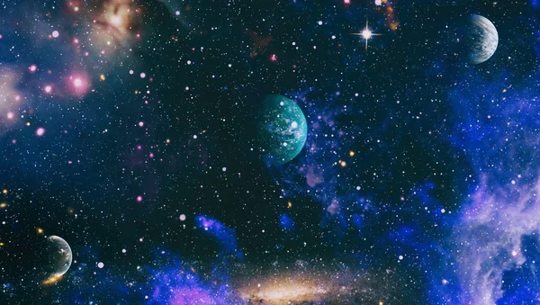 宇宙空间和恒星,蓝色宇宙抽象背景。这张图片的元素由美国宇航局提供. — 图库照片