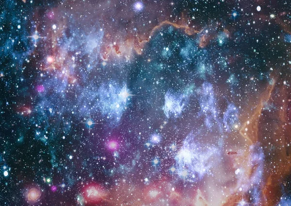 Teilchenbewegung auf schwarzem Hintergrund, Sternenlichtnebel in der Galaxie vor dem Hintergrund des Universums. dieses Bild von nasa — Stockfoto