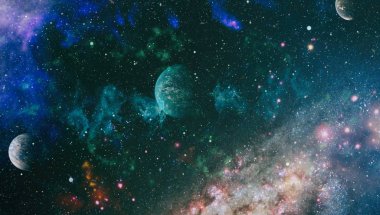 Nebula ve galaksiler uzayda. Gezegen ve Gökada - Bu görüntünün elementleri NASA tarafından desteklenmektedir