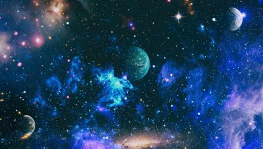 Nebula ve galaksiler uzayda. Gezegen ve Gökada - Bu görüntünün elementleri NASA tarafından desteklenmektedir