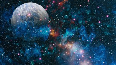 Nebula ve galaksiler uzayda. Gezegen ve Gökada - Bu görüntünün elementleri NASA tarafından desteklenmektedir