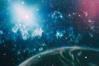 Nebula ve galaksiler uzayda. Gezegen ve Gökada - Bu görüntünün elementleri NASA tarafından desteklenmektedir