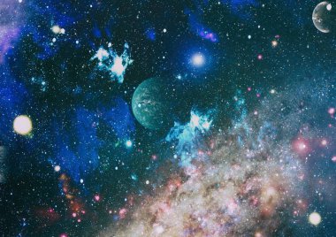 Nebula ve galaksiler uzayda. Gezegen ve Gökada - Bu görüntünün elementleri NASA tarafından desteklenmektedir