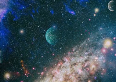 Uzaya karşı parlayan nebula ve yıldız alanı. Bu görüntünün elementleri NASA tarafından desteklenmektedir.