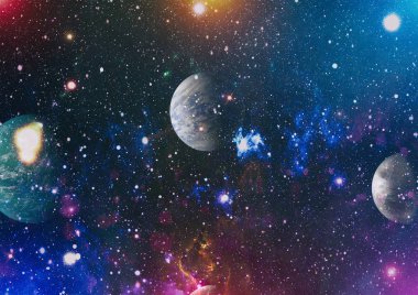 Parlak yıldız bulutsu. Uzak galaksi. Soyut resim. Nasa tarafından döşenmiş bu görüntü unsurları.