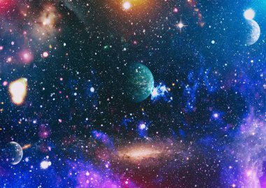 Parlak yıldız bulutsu. Uzak galaksi. Soyut resim. Nasa tarafından döşenmiş bu görüntü unsurları.