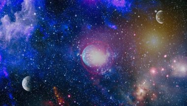 Parlak yıldız bulutsu. Uzak galaksi. Soyut resim. Nasa tarafından döşenmiş bu görüntü unsurları.