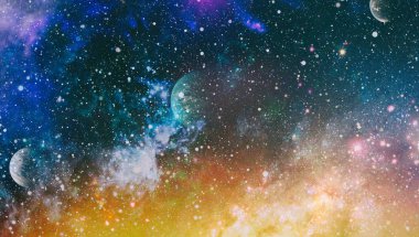 Parlak yıldız bulutsu. Uzak galaksi. Soyut resim. Nasa tarafından döşenmiş bu görüntü unsurları.