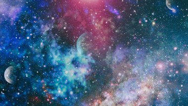 Parlak yıldız bulutsu. Uzak galaksi. Soyut resim. Nasa tarafından döşenmiş bu görüntü unsurları.