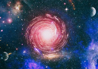 Parlak yıldız bulutsu. Uzak galaksi. Soyut resim. Nasa tarafından döşenmiş bu görüntü unsurları.