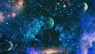 Patlama süpernova. Parlak yıldız bulutsu. Uzak galaksi. Yeni yıl havai fişekler. Soyut resim. Nasa tarafından döşenmiş bu görüntü unsurları.