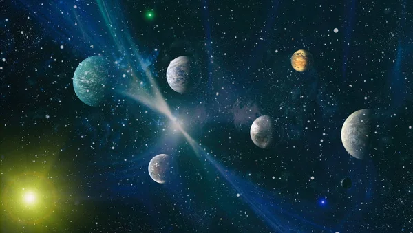 성운과 은하, 공간에 있음 . Planet and Galaxy - Elements of this Image Furnished by NASA — 스톡 사진