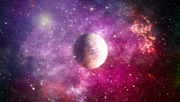 Lejos de ser nebulosa brillante y campo de estrellas contra el espacio. Elementos de esta imagen proporcionados por la NASA. — Foto de Stock