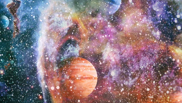 Jasne gwiazdy Nebula. Odległej galaktyki. Abstrakcyjny obraz. Elementy tego obrazu dostarczone przez Nasa. — Zdjęcie stockowe