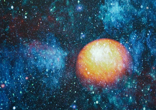 Patlama süpernova. Parlak yıldız bulutsu. Uzak galaksi. Yeni yıl havai fişekler. Soyut resim. Nasa tarafından döşenmiş bu görüntü unsurları.