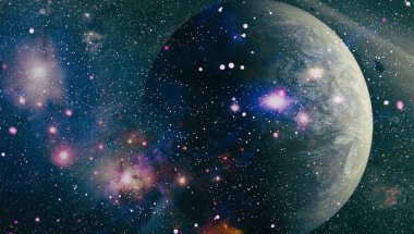 Uzaydaki gezegenler, yıldızlar ve galaksiler uzay keşiflerinin güzelliğini gösteriyor. NASA tarafından döşenmiş elementler .