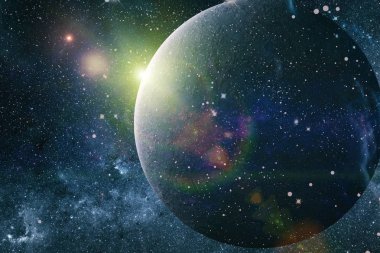 Uzaydaki gezegenler, yıldızlar ve galaksiler uzay keşiflerinin güzelliğini gösteriyor. NASA tarafından döşenmiş elementler .