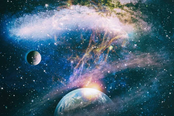 Planeten, sterren en sterrenstelsels in de ruimte die de schoonheid van de ruimteverkenning laten zien. Elementen verstrekt door NASA . — Stockfoto