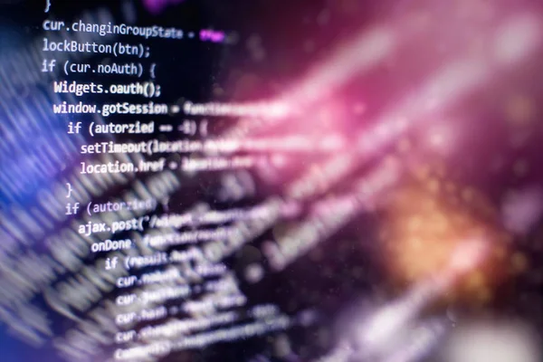 Monitor closeup of function source code. Abstract IT technology background. Software source code. — Stock Photo, Image